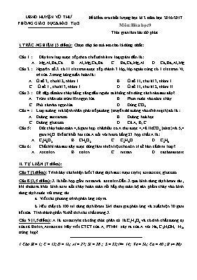 Đề kiểm tra 1 chất lượng học kỳ 2 môn Hóa học Lớp 9 - Năm học 2016-2017 - Phòng GD & ĐT Vũ Thư